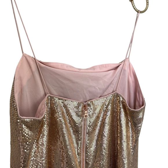 Alice + Olivia Harmony Chain Mail Rose Gold Mini Dress Size 8 - Picture 4 of 9